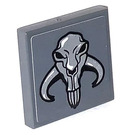 LEGO Dark Stone Gray Tile 2 x 2 with Tauntaun Skull Sticker with Groove (3068)