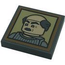 LEGO Dark Stone Gray Tile 2 x 2 with Uncle Leo Minifigure Sticker with Groove (3068)