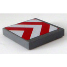 LEGO Dark Stone Gray Tile 2 x 2 with Vee Hazard Stripes Sticker with Groove (3068)