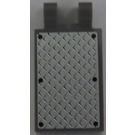 LEGO Dark Stone Gray Tile 2 x 3 with Horizontal Clips with 6 Black Rivets on Silver Tread Plate Sticker ('U' Clips) (30350)