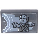 LEGO Dark Stone Gray Tile 2 x 3 with Picture of Magician Sticker (26603)