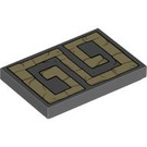 LEGO Dark Stone Gray Tile 2 x 3 with Tan Lines (26603 / 79237)