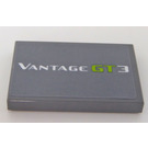 LEGO Dark Stone Gray Tile 2 x 3 with Wite and Lime 'VANTAGE GT 3' Sticker (26603)