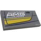 LEGO Dark Stone Gray Tile 2 x 4 with Door from AMG left side Sticker (87079)