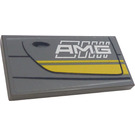 LEGO Dark Stone Gray Tile 2 x 4 with Door from AMG right side Sticker (87079)