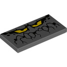 LEGO Dark Stone Gray Tile 2 x 4 with Grumpy Rock Face with Yellow Eyes (30729 / 87079)