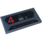 LEGO Dark Stone Gray Tile 2 x 4 with Number 4, 'RACING' Sticker (87079)