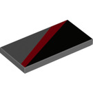 LEGO Dunkles Steingrau Fliese 2 x 4 mit rot und Schwarz Streifen Links (27404 / 87079)