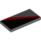 LEGO Dark Stone Gray Tile 2 x 4 with Red and black stripes right (27406 / 87079)