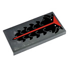 LEGO Dark Stone Gray Tile 2 x 4 with Red Bar, Black Scales Sticker (87079)