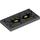 LEGO Dark Stone Gray Tile 2 x 4 with Rock Creature Face (34304 / 87079)