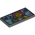 LEGO Dark Stone Gray Tile 2 x 4 with Singing Popstar on TV (21455 / 87079)