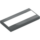 LEGO Dark Stone Gray Tile 2 x 4 with White Rectangle (74085 / 87079)