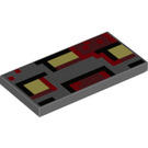 LEGO Dunkles Steingrau Fliese 2 x 4 mit Gelb und rot Pixels / Squares (68487 / 87079)