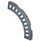 LEGO Dark Stone Gray Tile 4 x 4 Curved Corner with Cutouts with 10 White rectangles Sticker (3477)