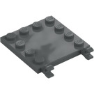 LEGO Gris piedra oscuro Plana 4 x 4 con Clips y Borde Espigas (66252)