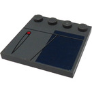 LEGO Dark Stone Gray Tile 4 x 4 with Studs on Edge with Droid Bomb Design (Left) Sticker (6179)