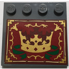 LEGO Donker Steengrijs Tegel 4 x 4 met Studs Aan Rand met Gold Kroon Sticker (6179)