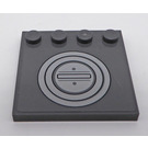 LEGO Gris pierre foncé Tuile 4 x 4 avec Goujons sur Bord avec Medium Stone grise Circles Autocollant (6179)