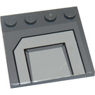 LEGO Dunkles Steingrau Fliese 4 x 4 mit Bolzen auf Kante mit Medium Stone Grau Panel Aufkleber (6179)