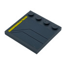 LEGO Dark Stone Gray Tile 4 x 4 with Studs on Edge with Worn Yellow Stripe and Black Lines (Model Left) Sticker (6179)