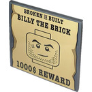 LEGO Donker Steengrijs Tegel 6 x 6 met Broken Of Built Billy the Steen 1000 $ Reward Sticker met buizen aan de onderzijde (10202)
