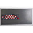LEGO Dark Stone Gray Tile 8 x 16 with Red and White Tattered Checkered Flag Sticker with Bottom Tubes, Textured Top (90498)