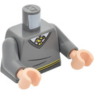 LEGO Donker steengrijs Torso V-Neck Trui, Wit Kraag, Geel en Zwart Necktie en Waist Trim (Hufflepuff) (973 / 76382)