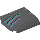 LEGO Dark Stone Gray Wedge 4 x 4 Curved with Turquoise and Pink Flashes Sticker (45677)