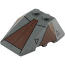 LEGO Dark Stone Gray Wedge 4 x 4 Triple with Brown Panels with Stud Notches (48933 / 96540)