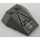 LEGO Dark Stone Gray Wedge 4 x 4 Triple with Exo-Force Circuitry 7705 Sticker with Stud Notches (48933)