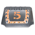 LEGO Dark Stone Gray Wedge 4 x 6 Curved with Orange '5", Orange Frame with Rivets Sticker (52031)