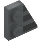 LEGO Dark Stone Gray Wedge Plate 2 x 2 Wing Right with Black stripes (24307 / 102783)