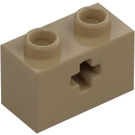 LEGO Mörk Gulbrun Kloss 1 x 2 med Axelhål ('+' Öppning och bottenrör) (31493 / 32064)