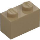 LEGO Mörk Gulbrun Kloss 1 x 2 med bottenrör (3004 / 93792)