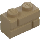 LEGO Tumma beige Palikka 1 x 2 jossa Embossed Bricks (98283)