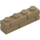 LEGO Dark Tan Brick 1 x 4 with Embossed Bricks (15533)