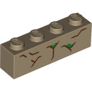 LEGO Dark Tan Brick 1 x 4 with Green and brown Lines (3010 / 42661)