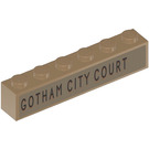 LEGO Donker Zandbruin Steen 1 x 6 met ‘GOTHAM CITY COURT’ Sticker (3009)