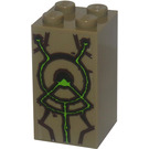 LEGO Dark Tan Brick 2 x 2 x 3 with Brown and Bright Green Lines and Circel Sticker (30145)