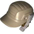 LEGO Dark Tan Cap with Silver Headset and Dark Brown Hair (28583)