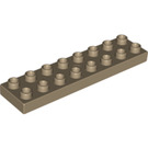 LEGO Duplo Dunkel Beige Duplo Platte 2 x 8 (44524)