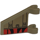LEGO Dark Tan Flag 2 x 2 Angled with Black and Red Stripes and Dark Tan (both sides) Sticker without Flared Edge (44676)
