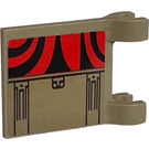 LEGO Dark Tan Flag 2 x 2 with Black Stripes on Red (both sides) Sticker without Flared Edge (2335)