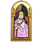 LEGO Dark Tan Glass for Window 1 x 6 x 7 with Curved top with Picture of Fat Lady Sticker (65066)