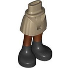 LEGO Dunkel Beige Hüfte mit Basic Gebogen Skirt mit Schwarz shoes mit dünnem Scharnier (2241)