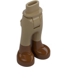 LEGO Dunkles Beige Hüfte mit Pants mit Reddish Braun Boots mit dickem Scharnier (16925 / 35573)