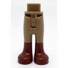 LEGO Tmavě žlutohnědá Boky s Pants s Reddish Hnědá Boots s tenkým závěsem (2277 / 67074)