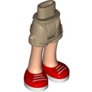 LEGO Donker Zandbruin Heup met Rolled Omhoog Shorts met Rood Shoes met dik scharnier (11403)