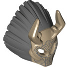 LEGO Dunkel Beige Maske mit Horns und Tribal Markings mit Grau Mane (37161)